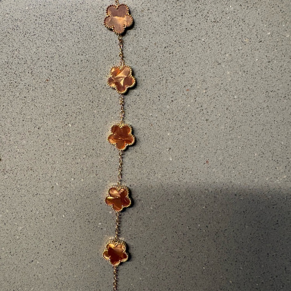 Golden and Brown Clover Bracelet- designer inspired